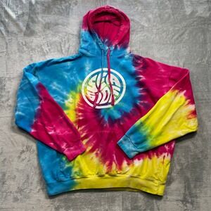 Sea Side Tie Dye Hoodie Sweatshirt Men Blue Pink Yellow Graphic Print